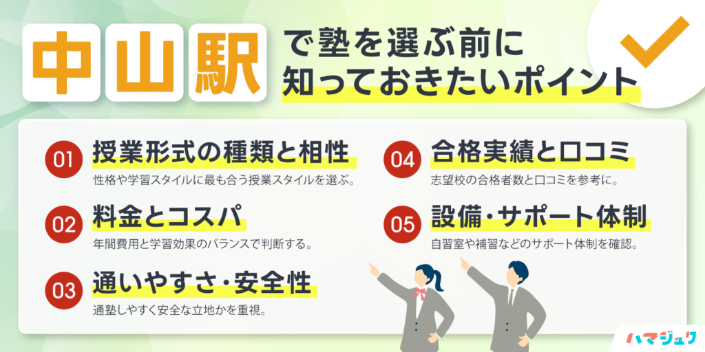 中山駅で塾を選ぶ前に知っておきたいポイント
